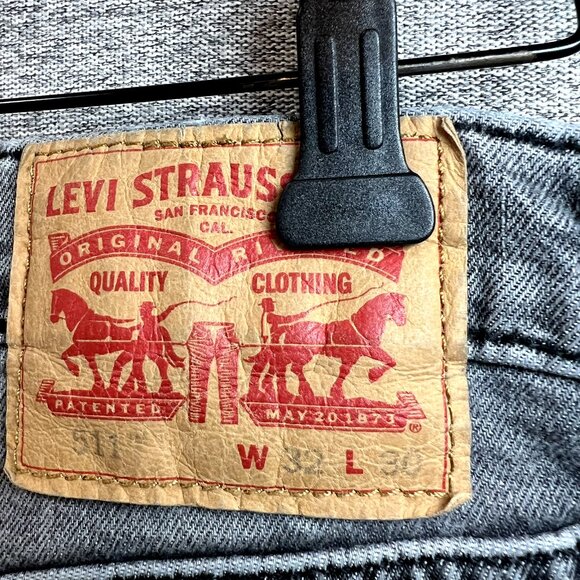 Levi's 511 Jeans Mens Size 32x29* Gray Acid Wash Slim Fit Straight Stretch Denim - Picture 7 of 14